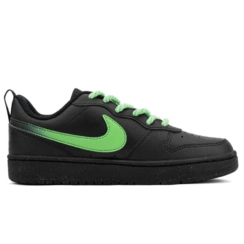 【Customize】Nike Court Borough Skateboarding Shoes Women's Low-top Black/green Sneakers shoes DV5456-002