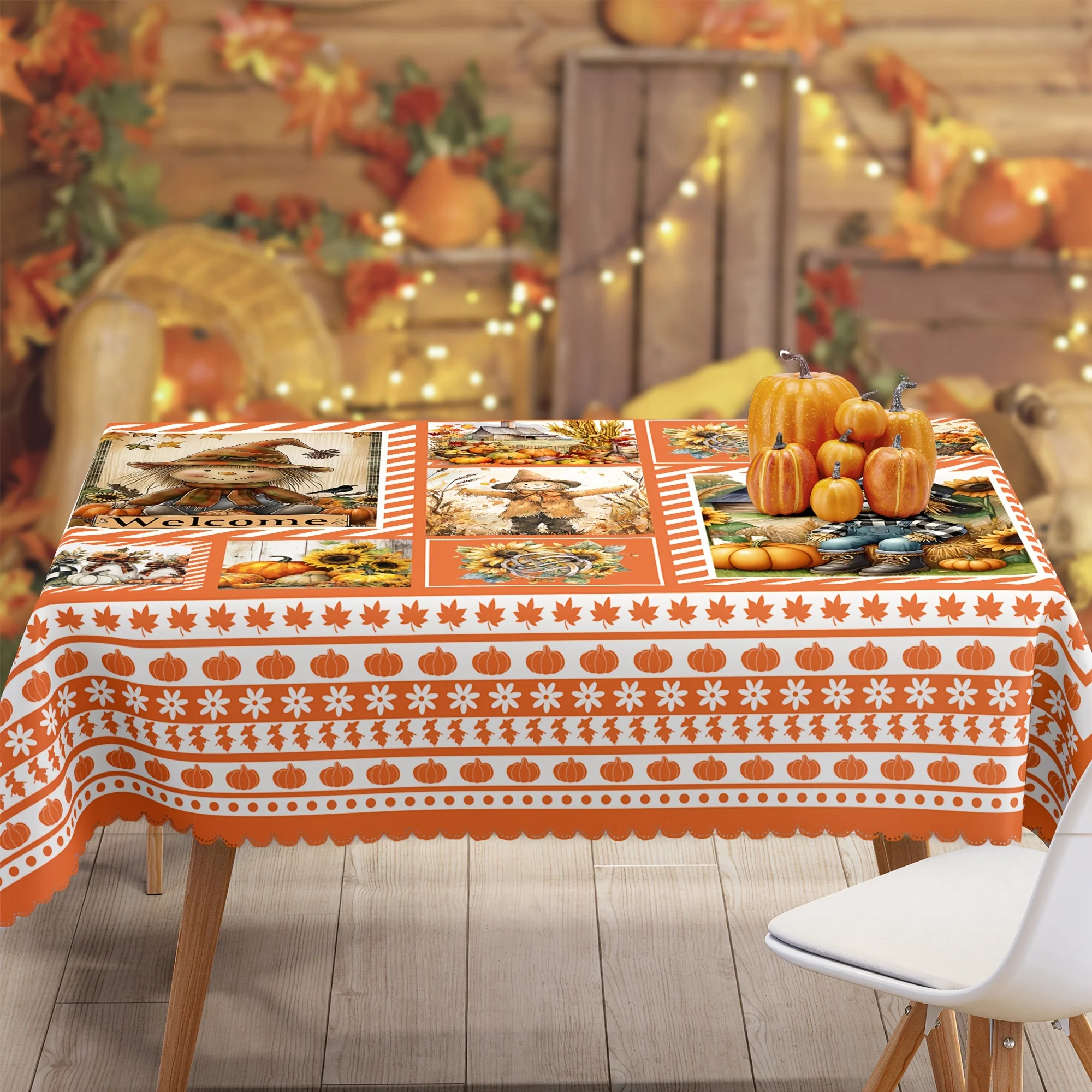 Thanksgiving tablecloth, featuring the cute 