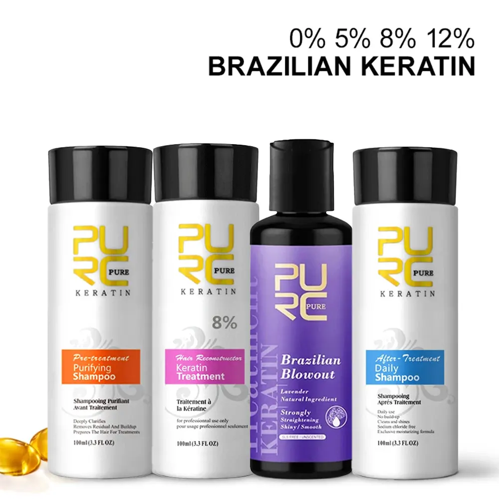 PURC Keratin Treatment Shampoo Conditioner Hair Straightening Products Smoothing Repairing Hair Mask Curly Hair Straighten Care