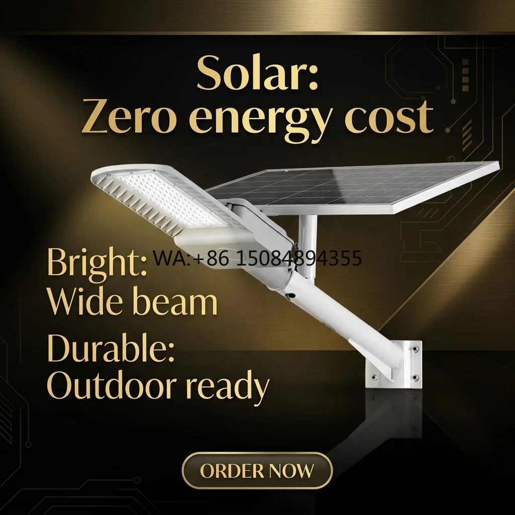 High Powered Road Streetlight Waterproof IP65 Outdoor LED Solar Battery Landscape 300W 500W 4100K 3-Year Warranty Aluminum CE 30