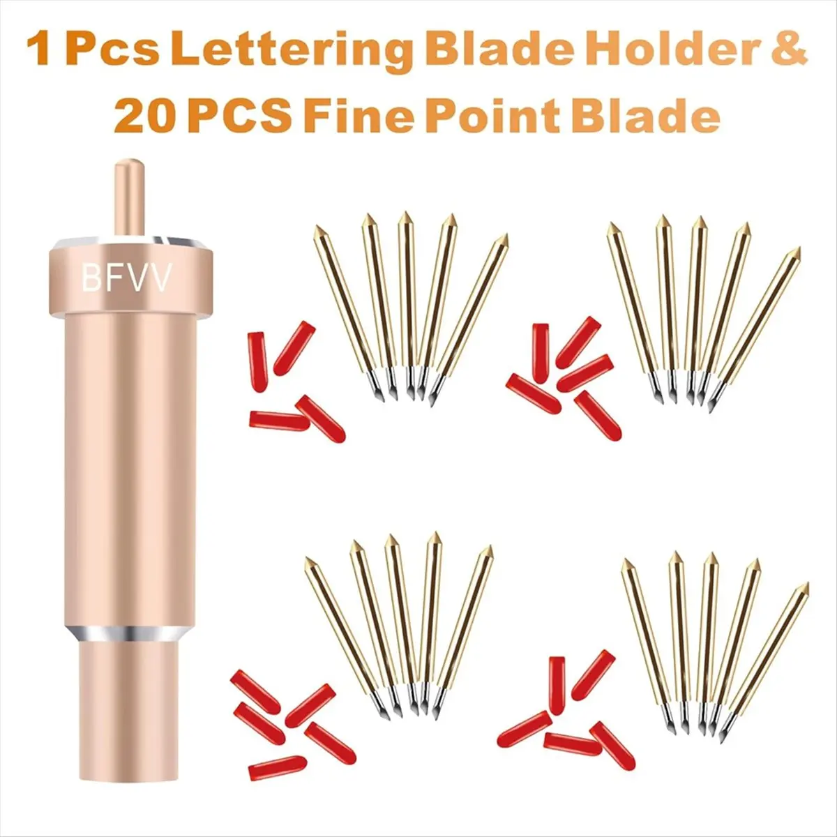 A008 Blade Holder Base with 20 Pcs Vinyl Cutting Blades (45 Degree) for Compatible PVC, Felt, Fabric, Poster Board, Etc.