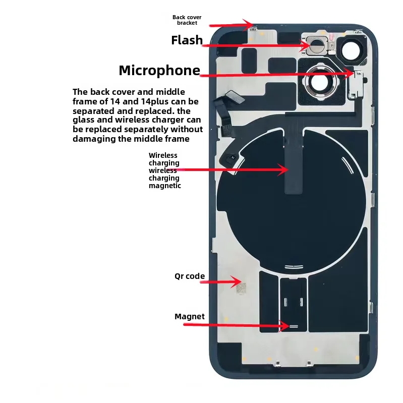 

For iPhone 16 back cover glass Weld the iron strip with wireless charging flash cable