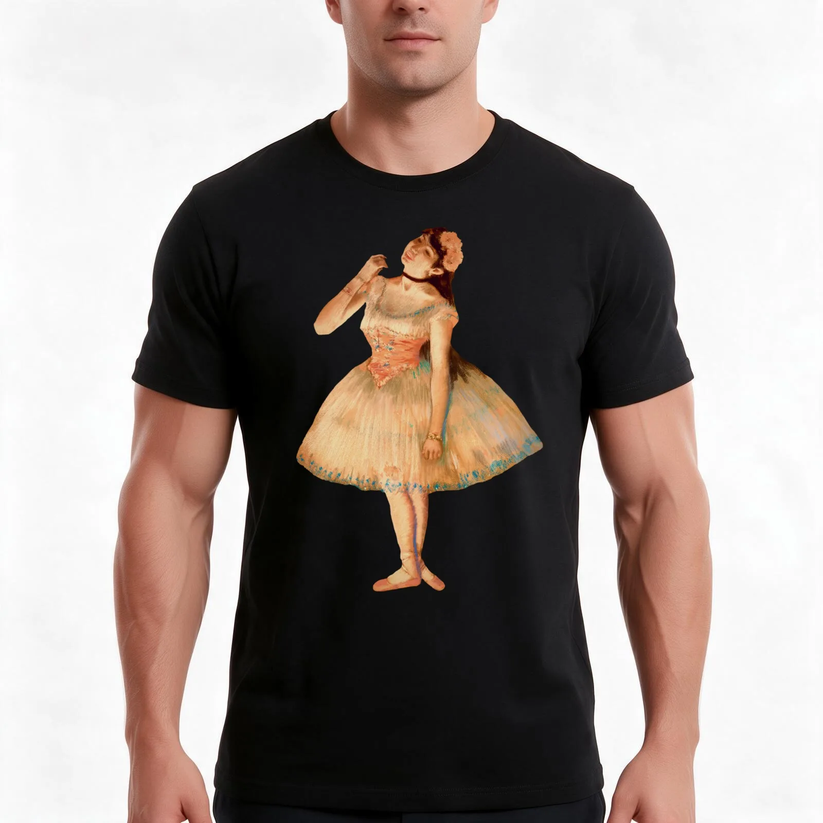 A piece of a picture The Star by Edgar Degas 1881. Digital Replica T-Shirt Summer Casual Cotton Tee Oversized Streetwear Tops