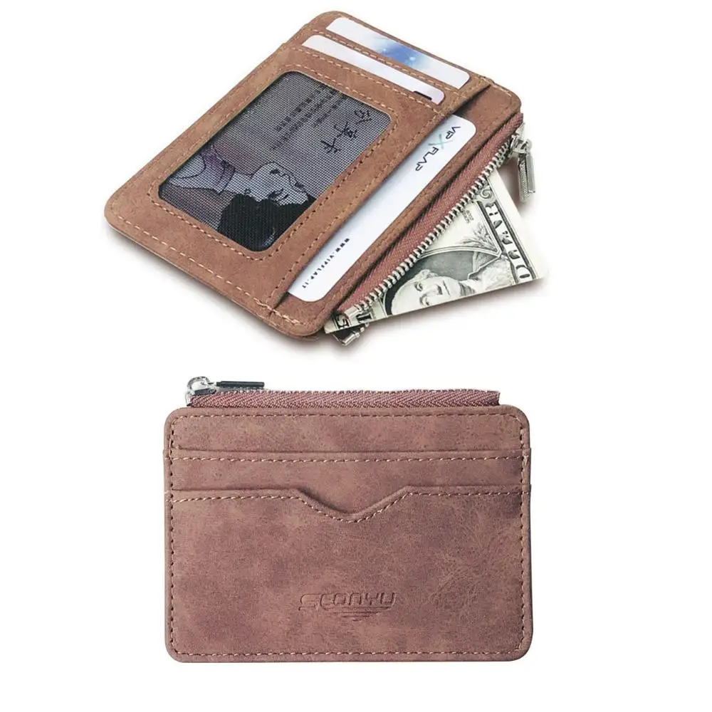 Simple Fashion Small Money Bag Short Leather Gift for Dad Money Clip Coin Purse Wallet Card Holder