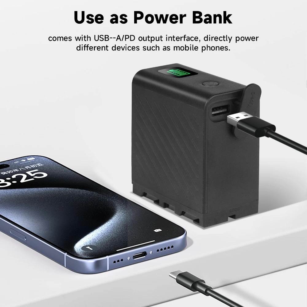 NP-F960 F970 بطارية 9600mAh NP F980 NP-750 سلسلة البطارية مع منفذ إدخال USB من النوع C لسوني CCD-TRV35 PLM-100 MC1500C