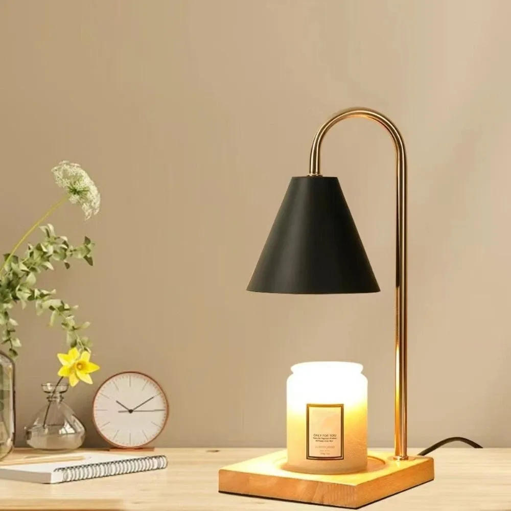 Aroma Diffuser Candle Warmer Lamp Desk Lamp Aromatherapy Candle Heating Lamp EU Plug Solid Wood Base Wax Melting Light