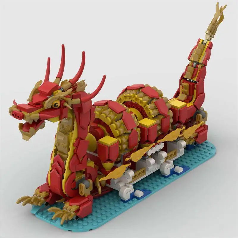 1201PCS MOC 2024 Auspicious Chinese dragon 80112 ModelBuilding Blocks Advanced Building Set For AdultsBricks Toys Gifts