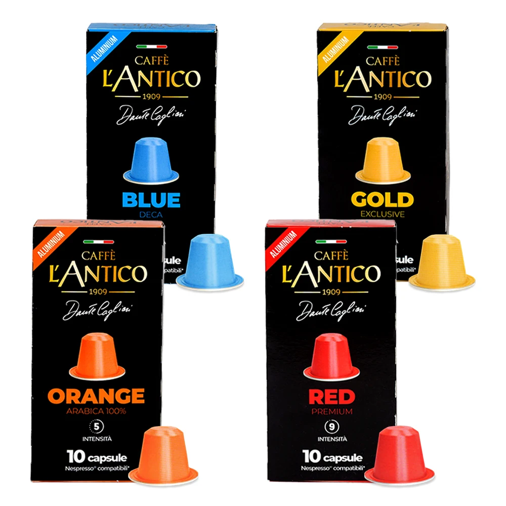 مجموعة كبسولات قهوة كافيه لانتيكو نسبرسو المتوافقة مع 4 أنواع، 10 كبسولات في كل عبوة، 4 عبوات #3