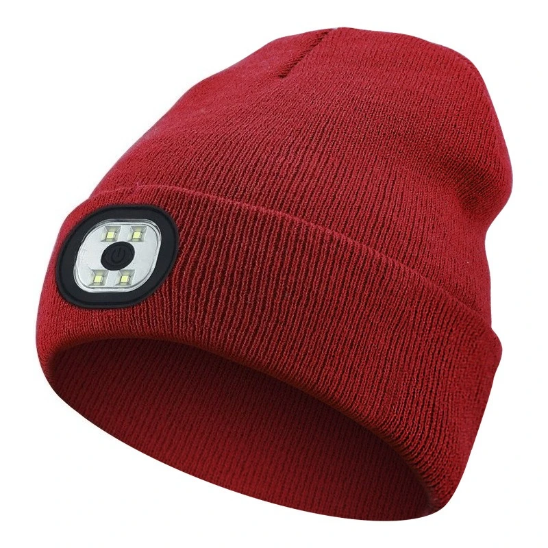 LED Lighted Beanie Hat USB Rechargeable Unisex Warm Winter Knitted Cap Headlamp Flashlight For Night Running Cycling, image 14