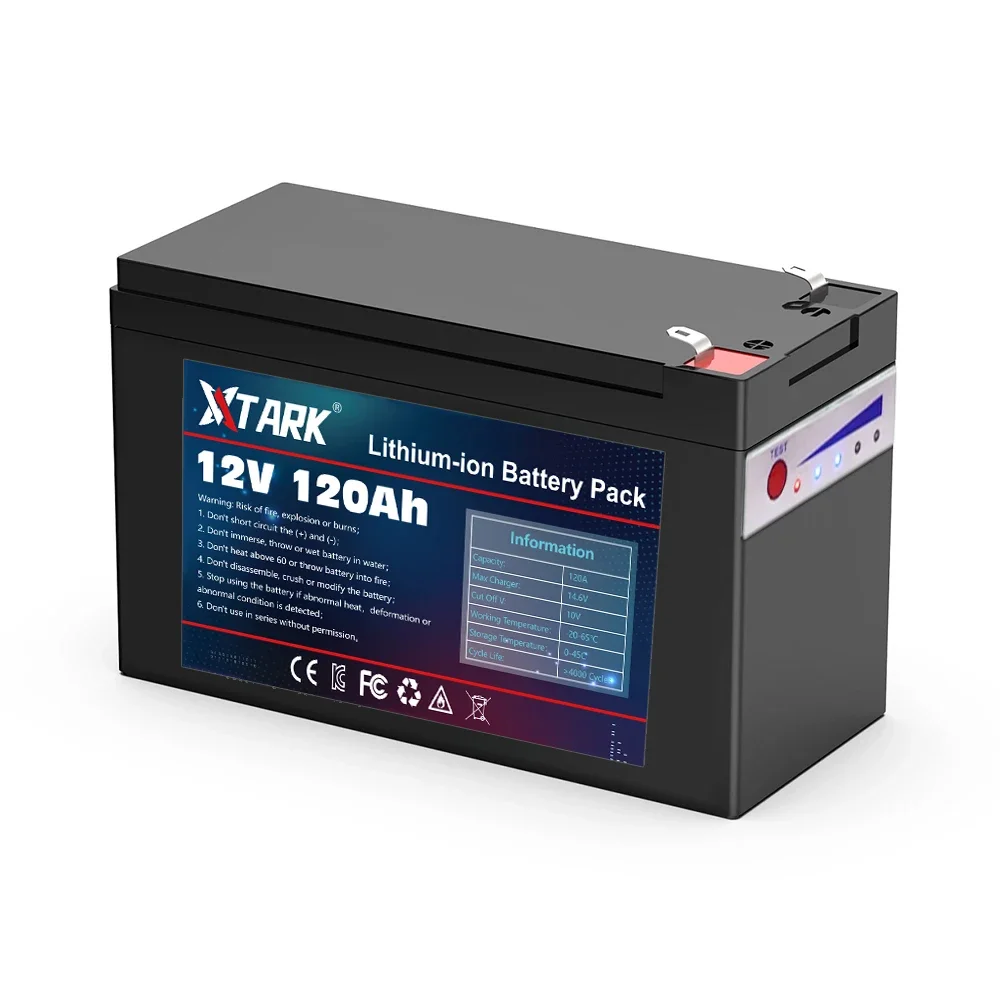 New 12V 120Ah lithium ion Rechargeable Battery Charger Deep Cycle Battery Pack For Kid Scooters with Built-in BMS Power display