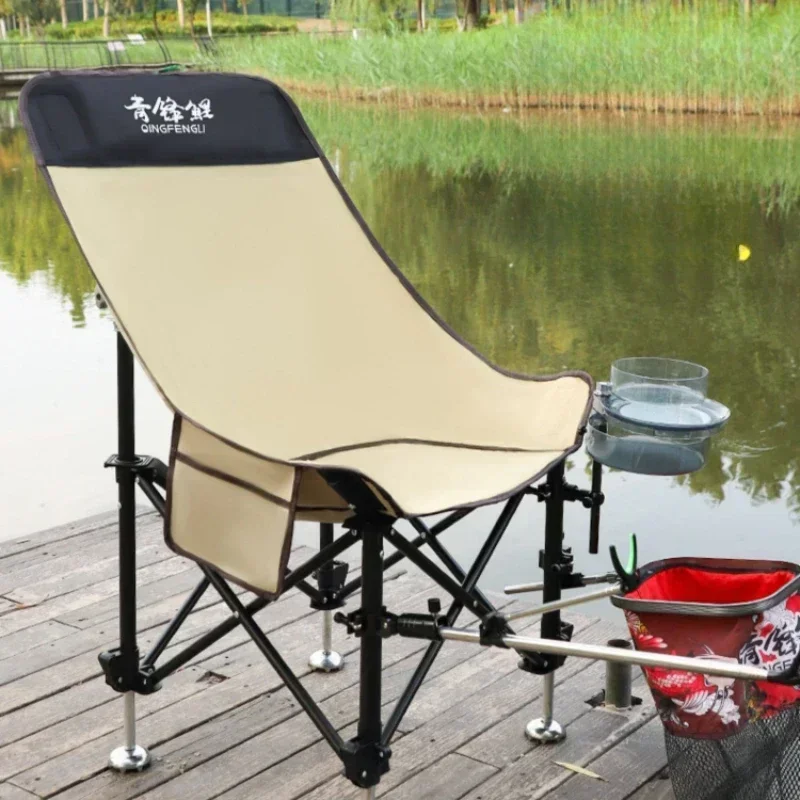 All Terrain Comfortable Backrest Folding Fishing Chair Lightweight Adjustable Fishing Chair Outdoor Leisure Moon Chair