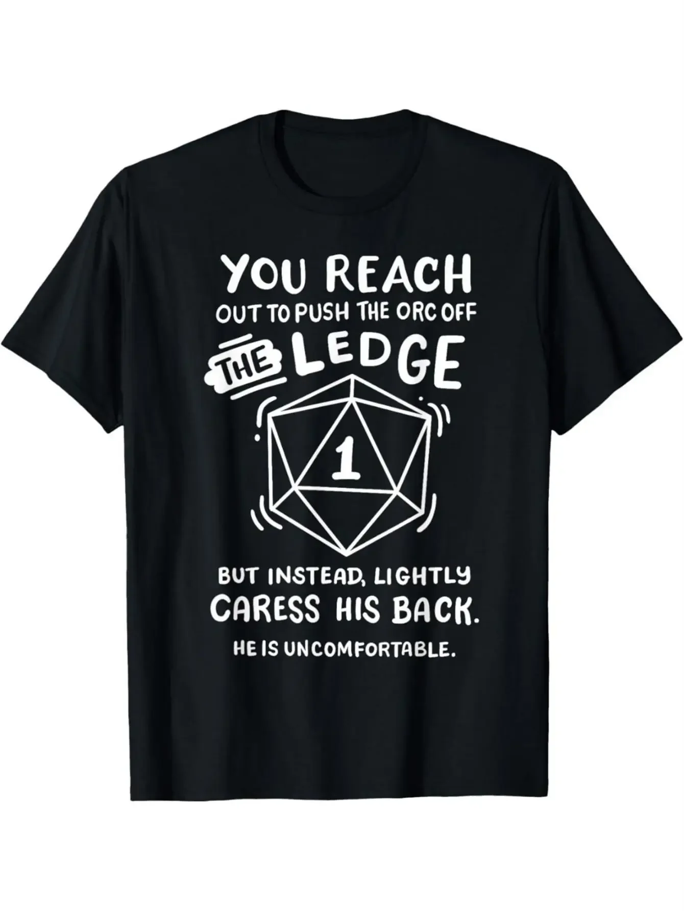 Men'S 100% RPG Gamer T-Shirt with Funny Orc Ledge Quote - Crew Neck Casual Tee for All Seasons, Regular Fit for Parties, Beach, And Sports - Black Graphic Design for Gamers, Plus Size