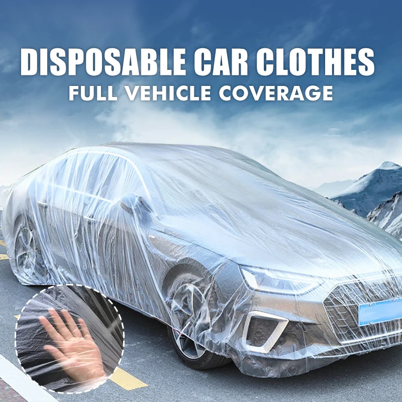 

Universal Exterior Waterproof Car Cover disposable plastic PE Automobile Covers Auto Accessories With Elastic Dust Cover Rain Co