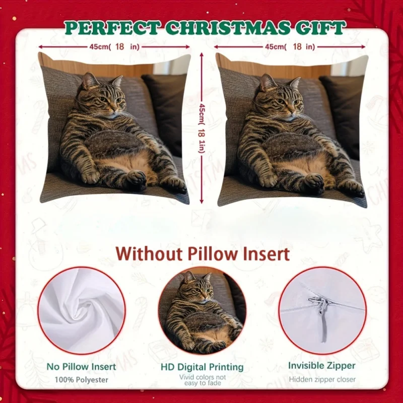 VIKAMA 1/2/4-Pack Abstract Cat Design Printed Decorative Pillowcases Perfect For Party Decorations, Suitable For All Room Types