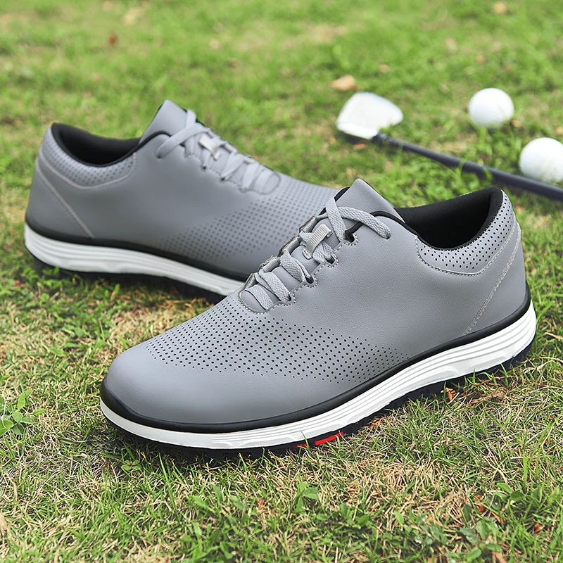 New Leather Golf Shoes for Men White Gray Women Sport Golfing Sneakers Good Quality Unisex Golf Sport Sneakers