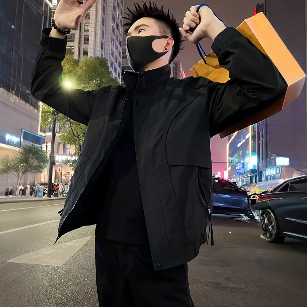 

Autumn Winter New Fashion Men’s Casual Trendy Solid Color Stand Collar Long Sleeve Simple Basic Jackets Male Coats Clothes Tops