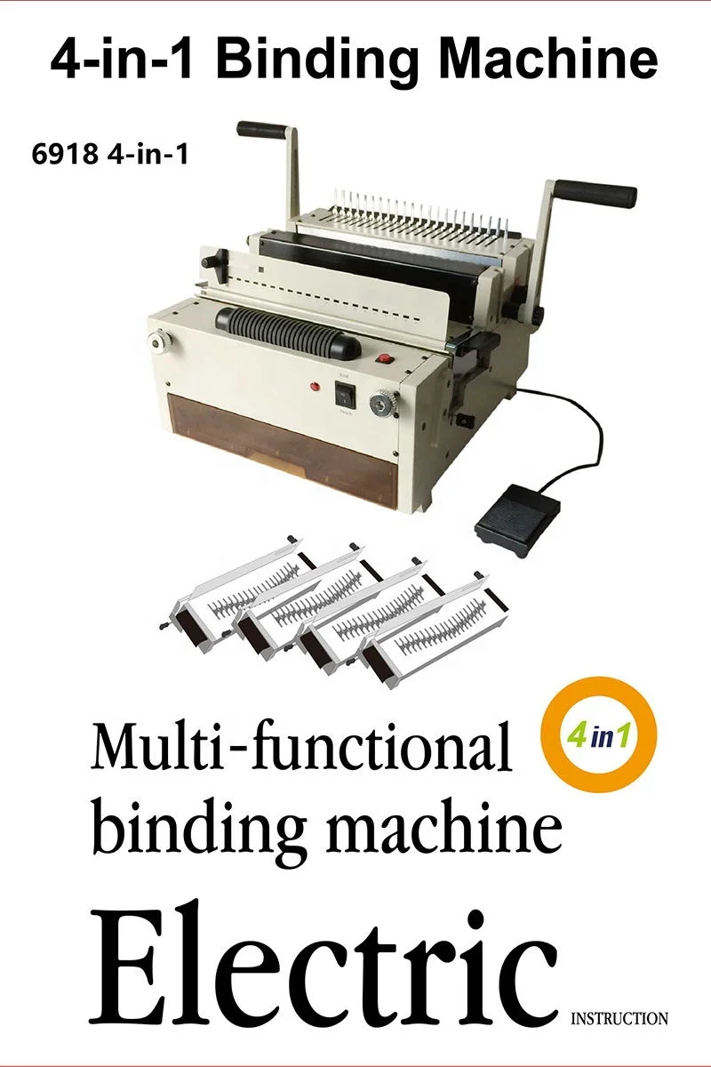 Picture 5: 6918 4in1 Multifunction Electric Book Binding Hole Punch Machine Coil Binder Double Wire Comb Binder