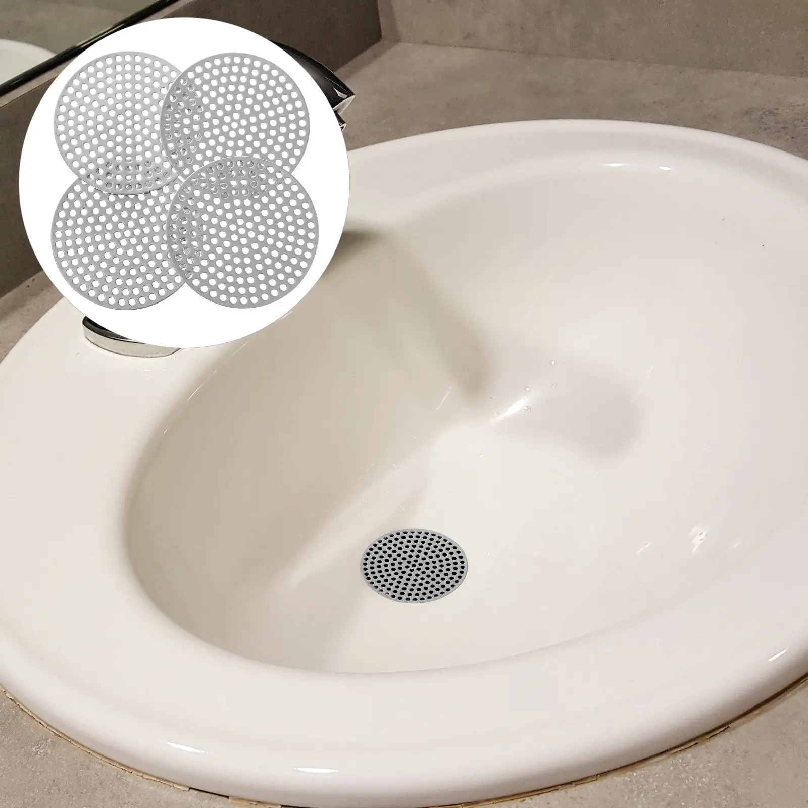 

4Pcs Stainless Steel Floor Drain Covers Kitchen Bathroom Sink Hair Catcher Shower Drain Filter Sink Anti-Clog