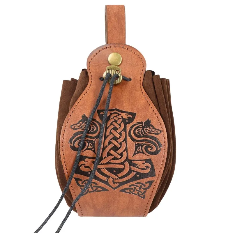 

Средневековый круглый мешочек на шнурке в стиле викингов, ретро-сумка для костюмов LARP и косплея