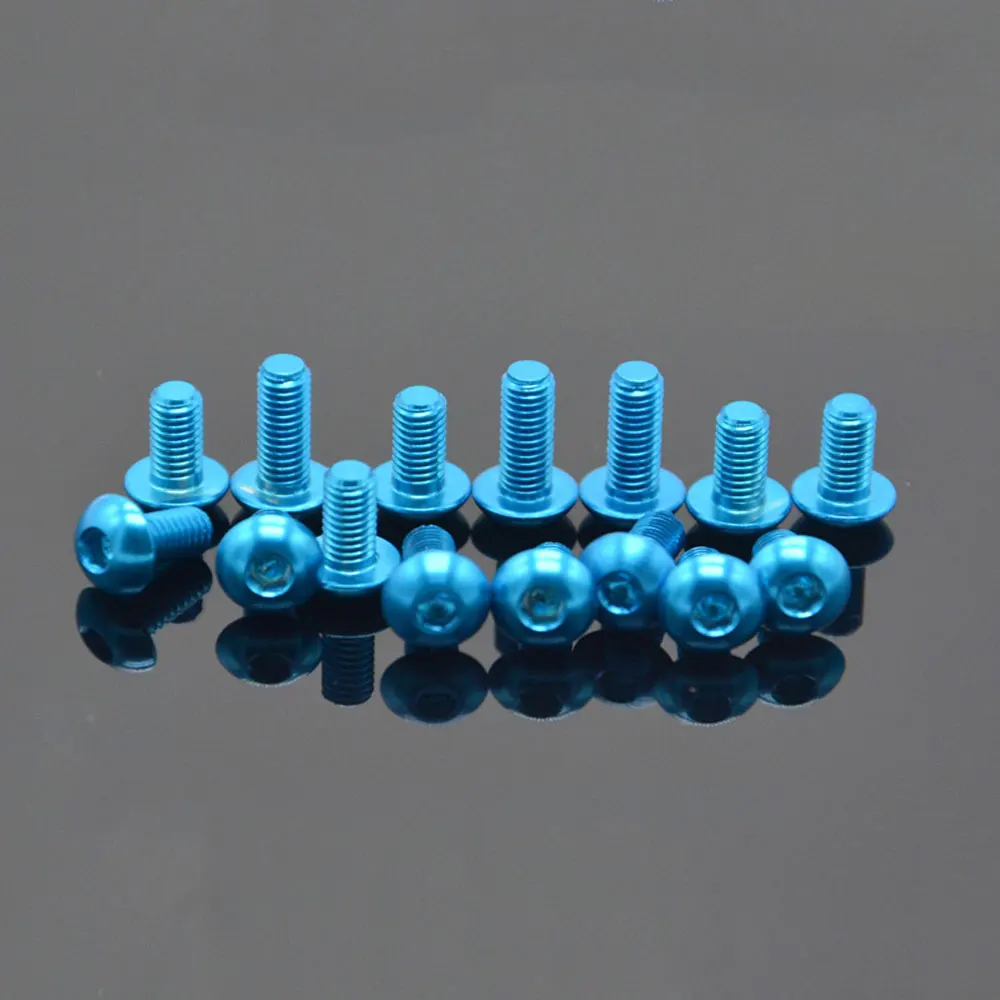 Light Blue M3 x 6/8/10/12mm 7075 Aluminum Alloy Button Head Screw Bolts Hex Allen Socket For Model Aircraft Car DIY