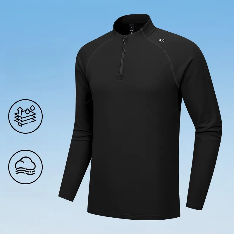 

Luluesses Men's Quick-Dry Half-Zip Thermal Fleece Jacket Breathable Long-Sleeve Sweatshirt for Running And Cycling