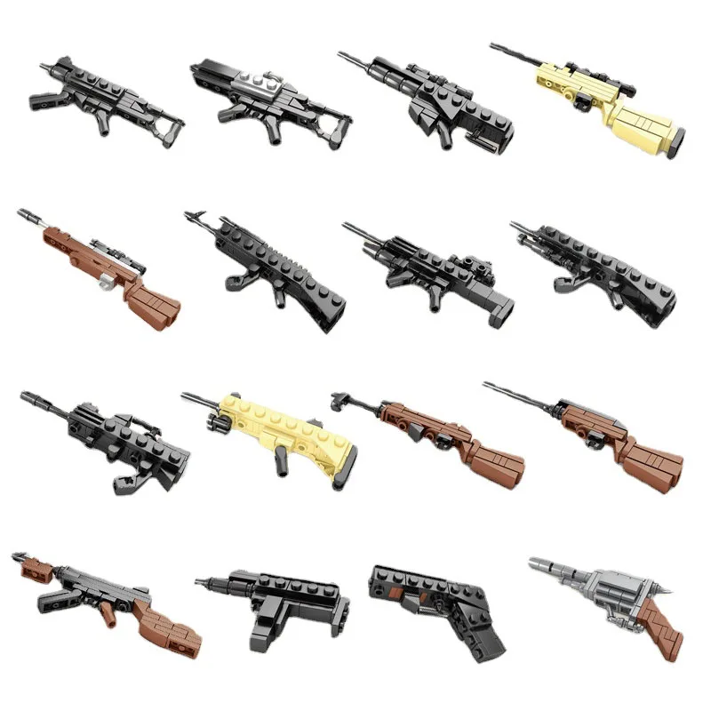 

Building Blocks Toys Gun Military Series Small Particle Pistol Submachine Gun DIY Assembled Construction Toys for Kids Boys