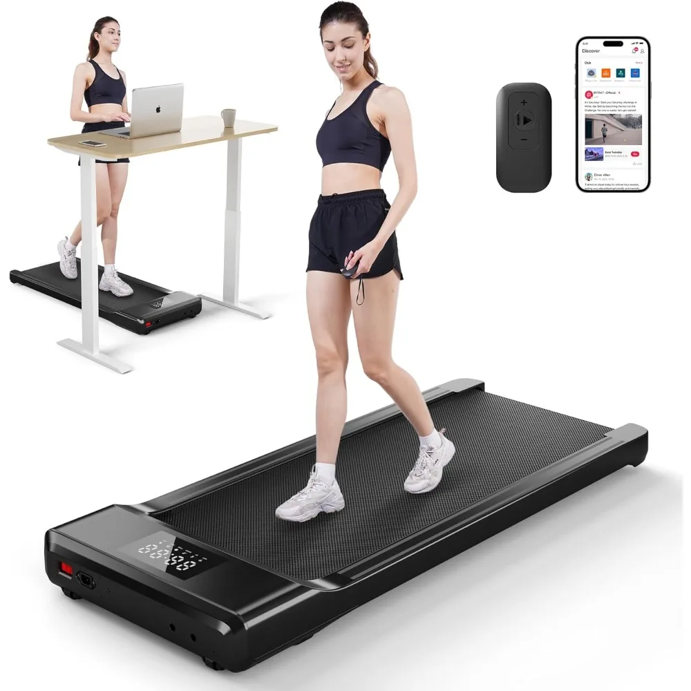 Smart Under Desk Treadmill 2-in-1, Portable Walking/Jogging Machine with App & Remote Control, Fitness Data Recording