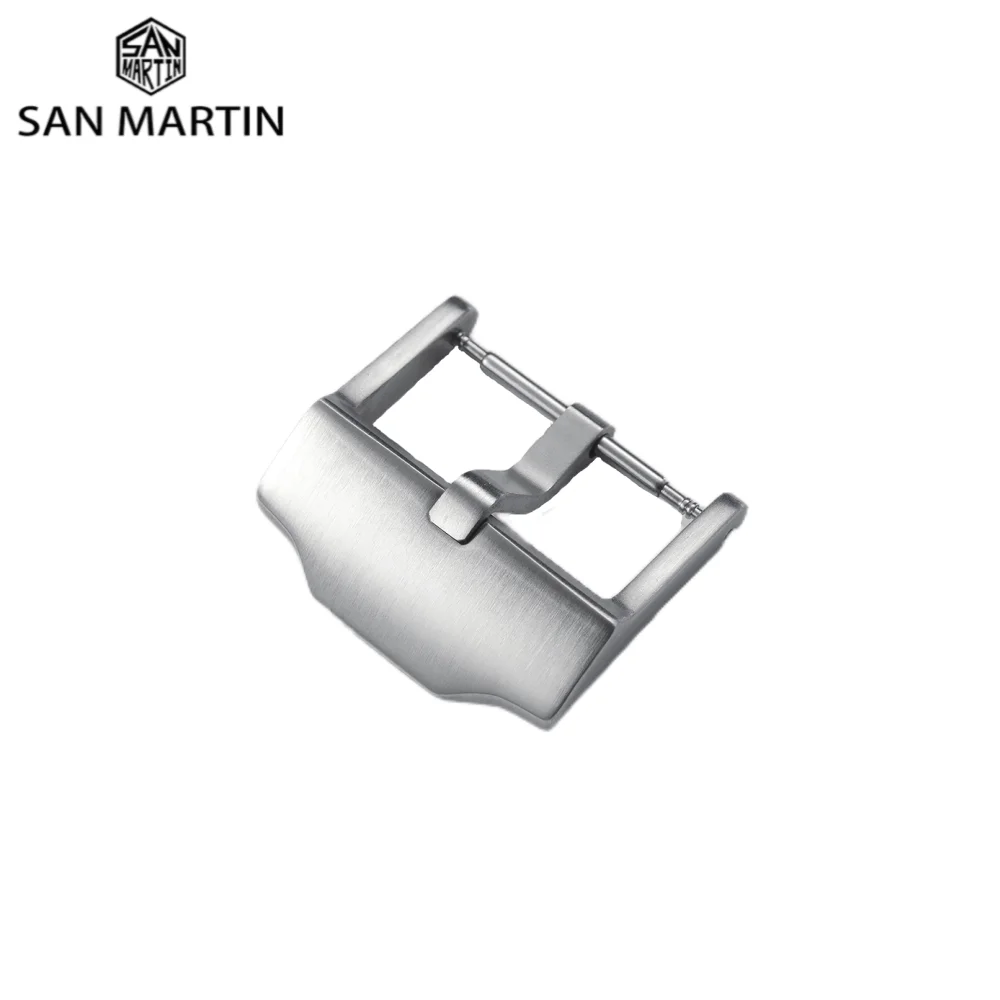 San Martin Watch Band Buckle Brushed 316L Stainless Steel 20mm 18mm Men Watchband Strap Watch Parts Silver Clasp Accessories