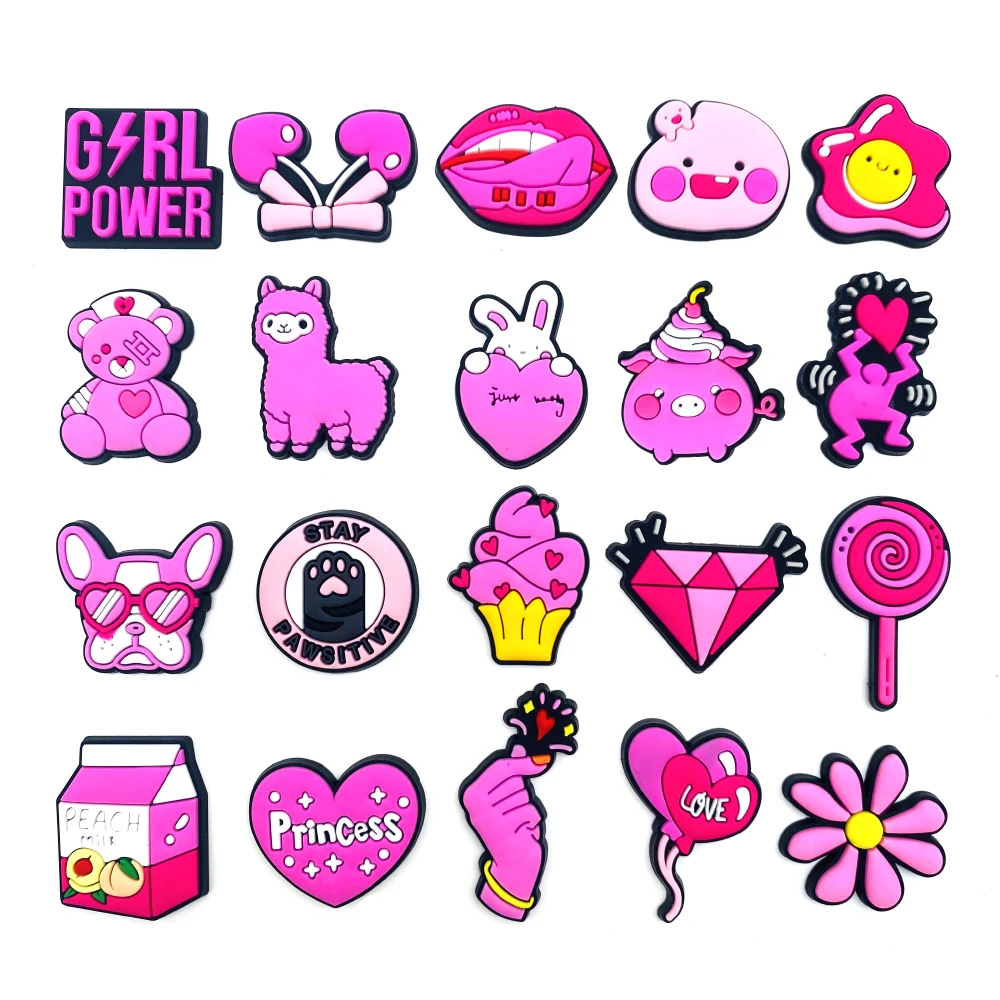 

20pcs pink Shoe Charms for croc ,Bracelet Wristband Cool Charms Party Gifts Charms Accessories For shoe charms