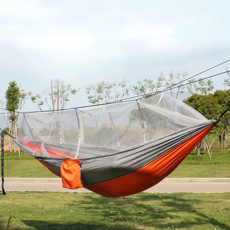 Anti-tip-over Color Matching Hammocks with Mosquito Net Outdoor Recreation Swing Camping Equipment Portable Travel Supplies