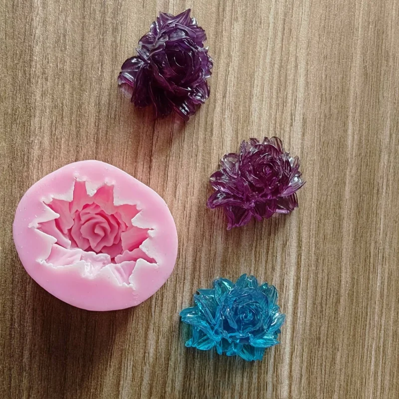 Molde de silicona para Fondant con forma de flor de rosa 3D, molde para hornear pasteles, galletas, forma de gelatina, jabón de Chocolate, molde de