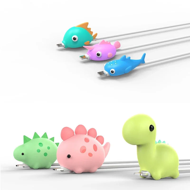 1Pcs Cute Animal Cable Protector Cord Wire Cartoon Protection Mini Silicone Cover Charging Cable Winder For Iphone Charger Cable