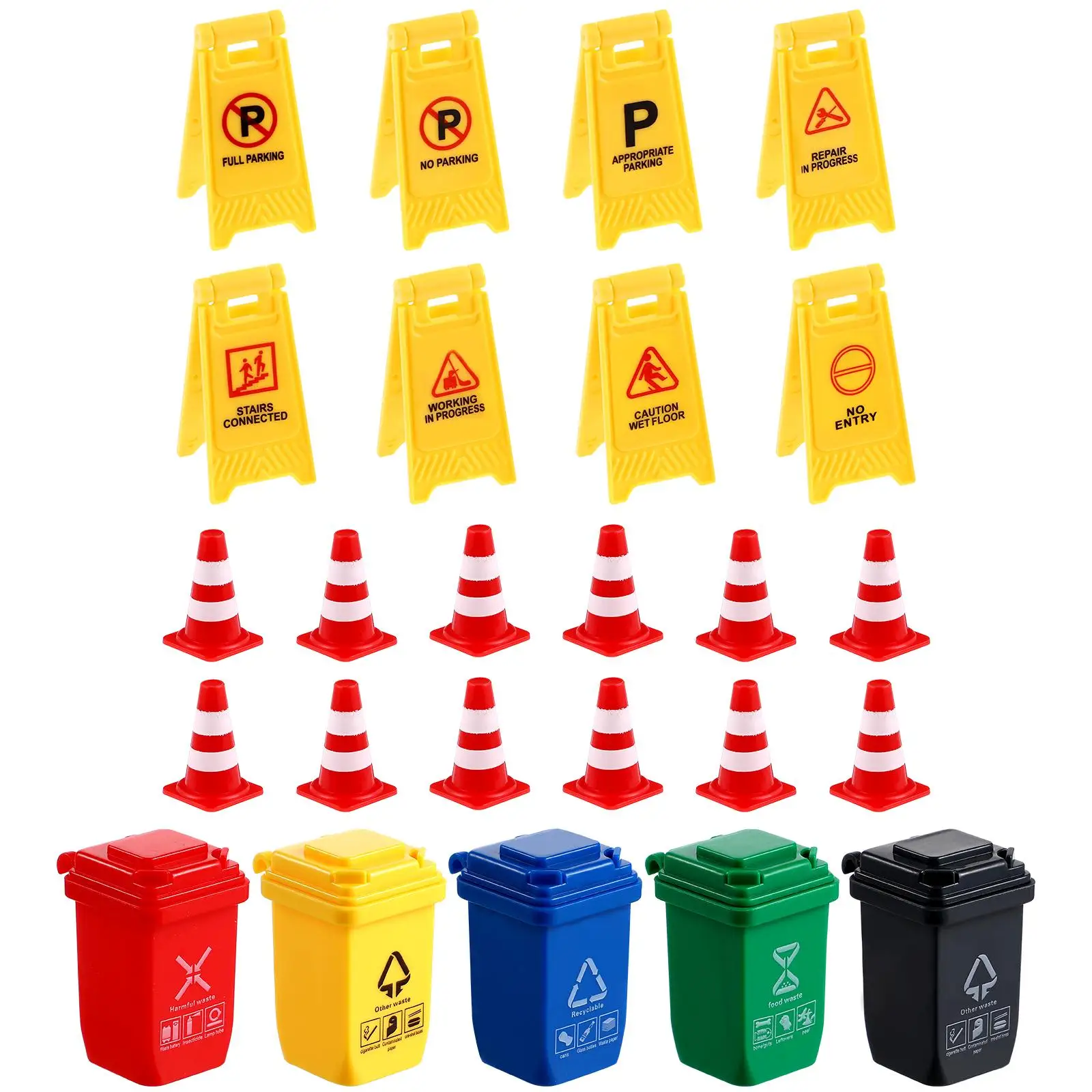 

25 Pcs Cars for Kids Teaching Cognitive Toys Road Signs Traffic Cones Baby