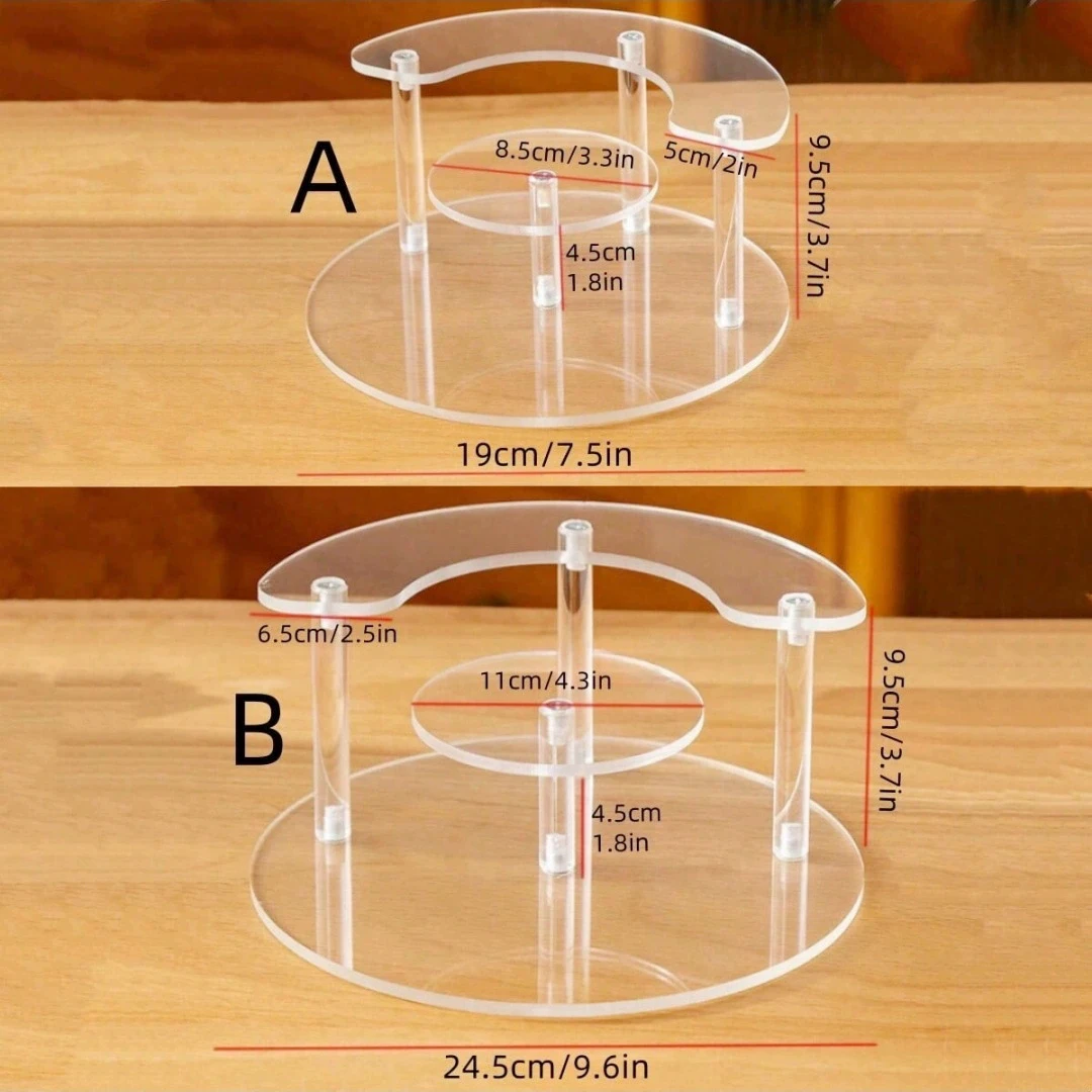 Half Moon Acrylic Display Riser, Clear Cupcake Dessert Stand Perfume Organizer Shelf for Cosmetics Collection Decor