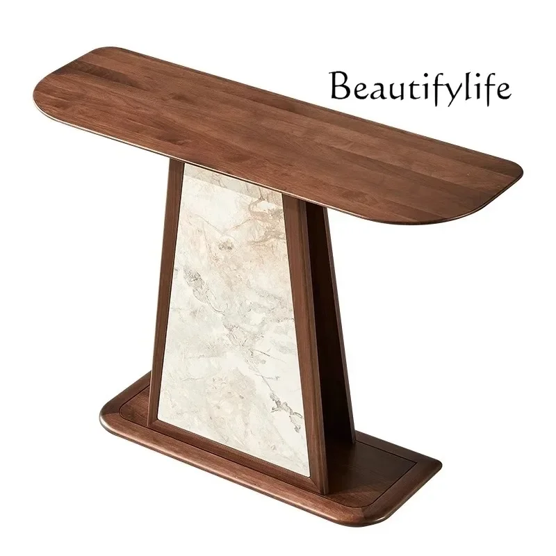 

New Chinese-style solid wood bar table Modern simple light luxury living room entrance foyer Black walnut