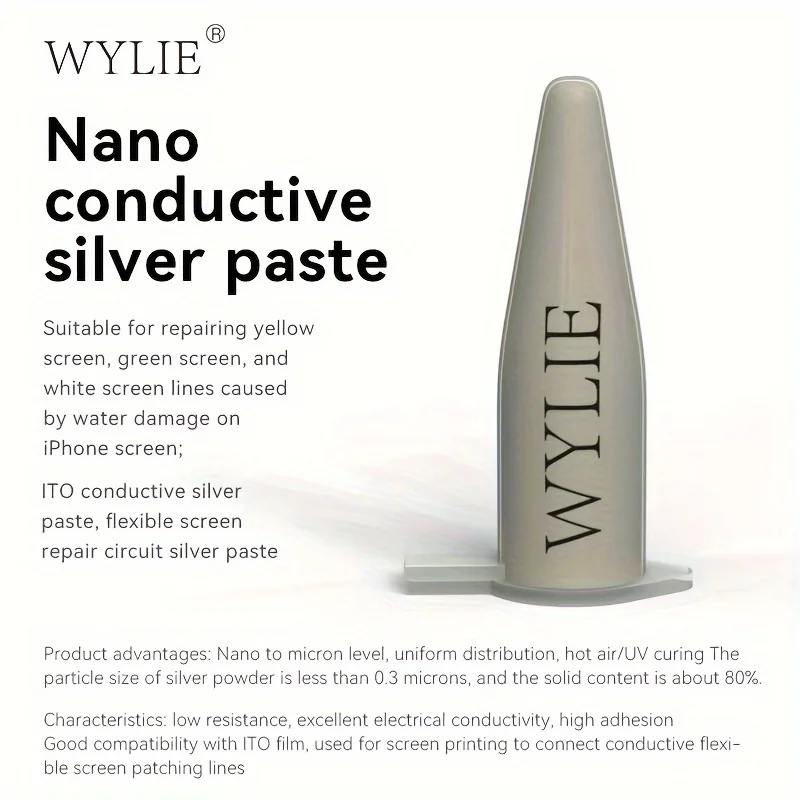 WYLIE Nano Kit di riparazione della pasta d'argento conduttiva per la riparazione della linea dello schermo flessibile di iPhone, strumento di riparazione del materiale in gomma non caricato