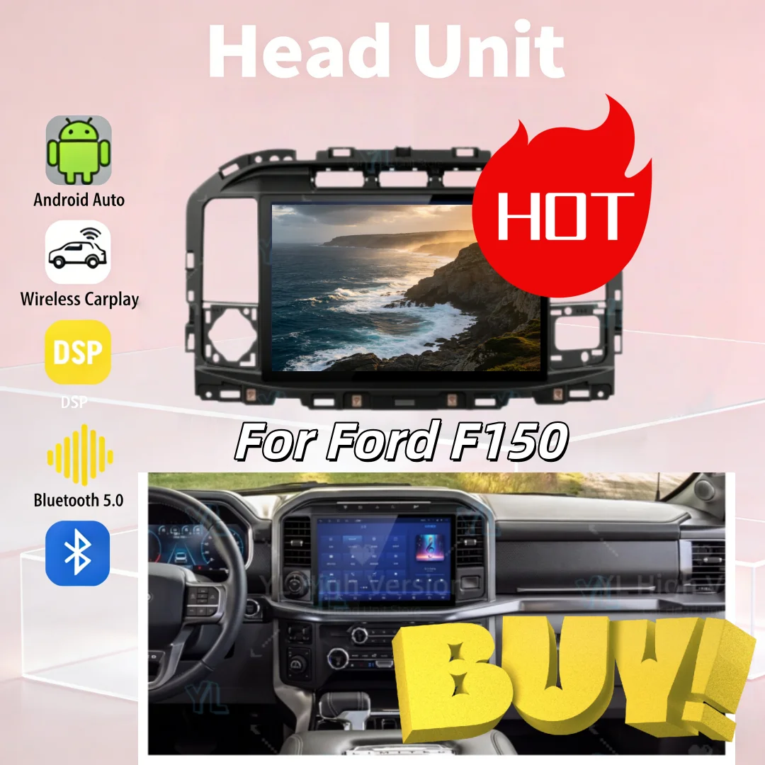 J 13 Inch Screen Android 13.0 Car Radio GPS For Ford Raptor F150 F250 2021 -2026  Multimedia DSP Player Stereo BT 5.0 Head Unit