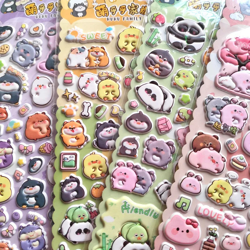 

Набор из 4 наклеек-пузырей «Пузатая семья животных» из ЭВА: очаровательный мультяшный декор, различные стили, милые аниме-персонажи.