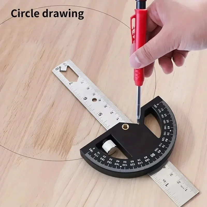 T-Type Woodworking Angle Ruler Protractor 8 Inch Adjustable Angle Plate Thickness Woodworking Edge Measurement Scribing Tools