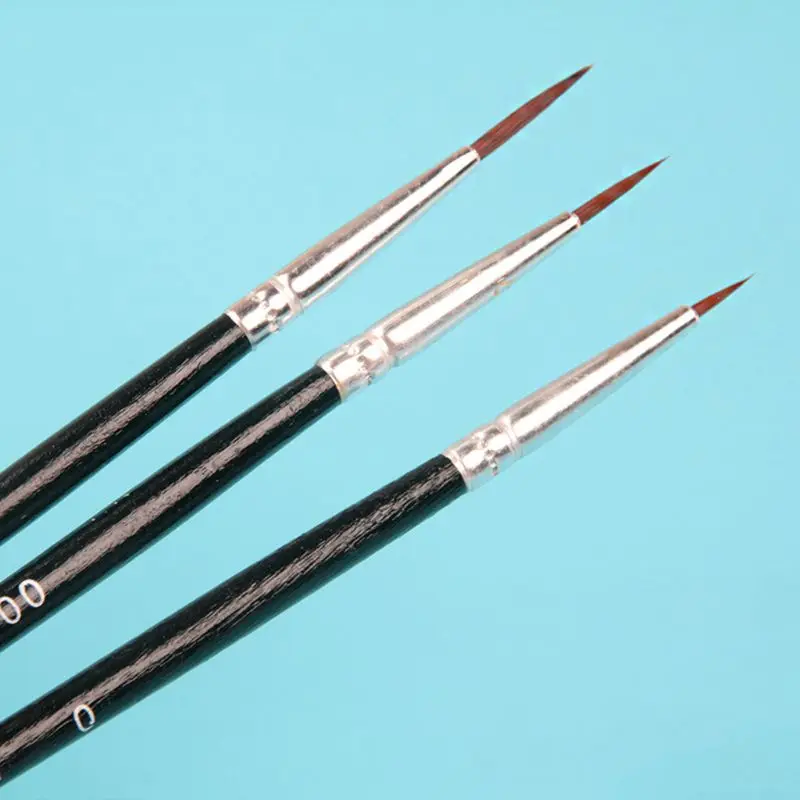 3 chiếc 0 00 000 Móc Dòng Bút Chuyên Nghiệp Mỹ Đầu Vẽ Cọ Acrylic