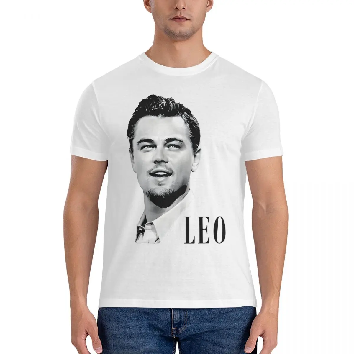 Star T Shirt Men Pure Cotton Casual T-Shirts Crew Neck Leonardo DiCaprio Tee Shirt Short Sleeve Clothes 4XL 5XL