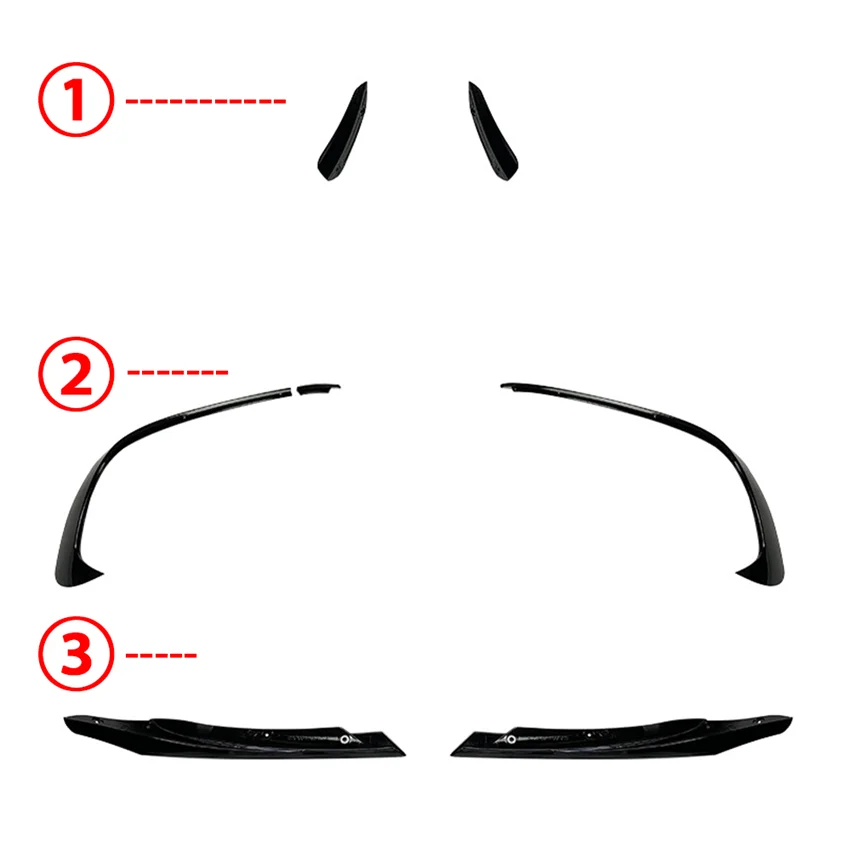 Glänzend schwarze Frontstoßstangen-Lippenspoiler-Splitter Canards Vents für Benz W176 A200 A250 A45 AMG Hatchback Sport 2016 2017 2018 – Detail 2