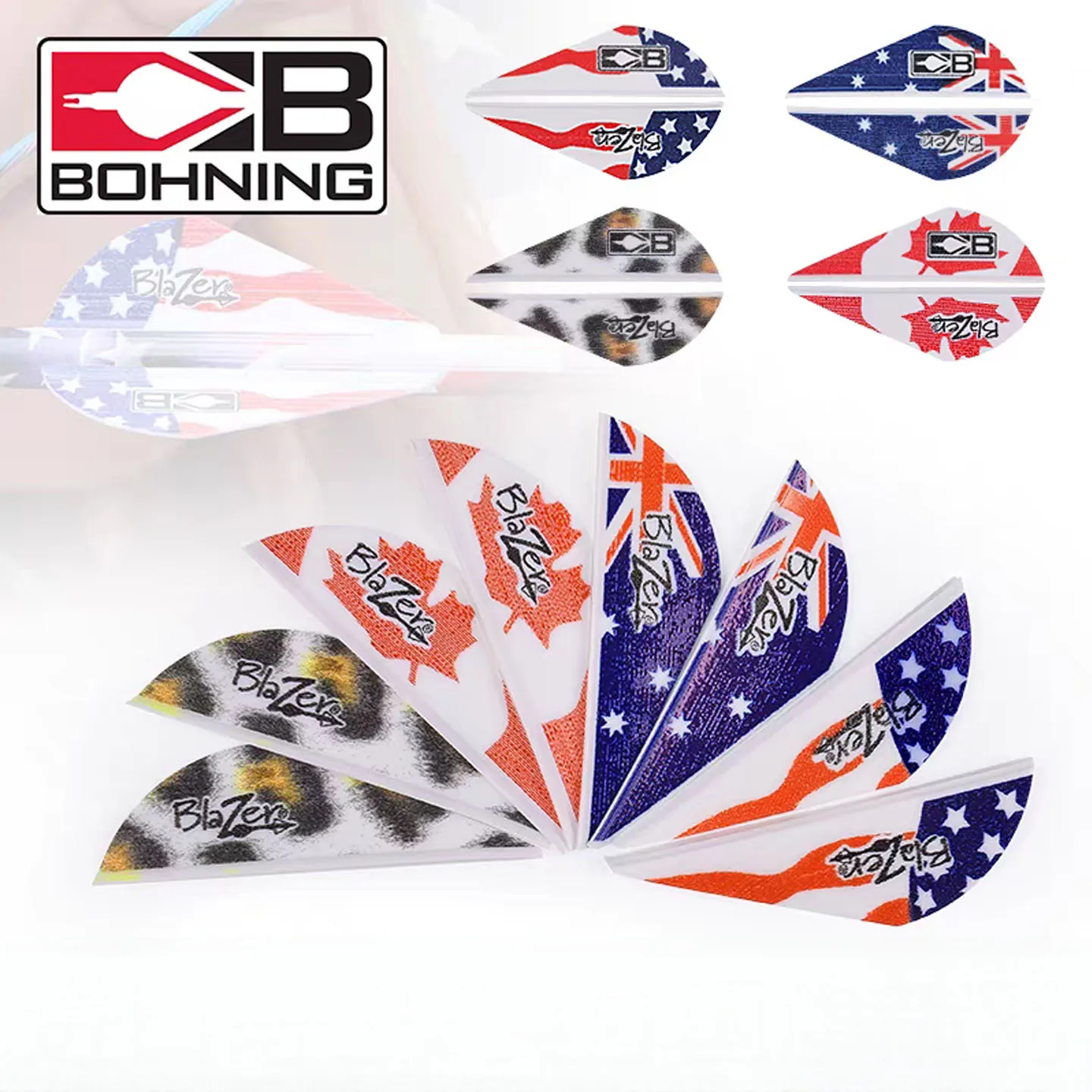 Plumes de flèche en caoutchouc de 2 pouces en forme de goutte d'eau, motif drapeau national, accessoires pour arc composite pour le tir à l'arc