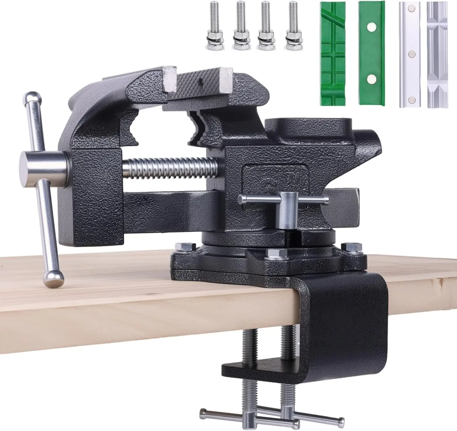 

6-дюймовые усиленные тиски с поворотным основанием, двойными губками для деревообработки, сварки и проектов DIY