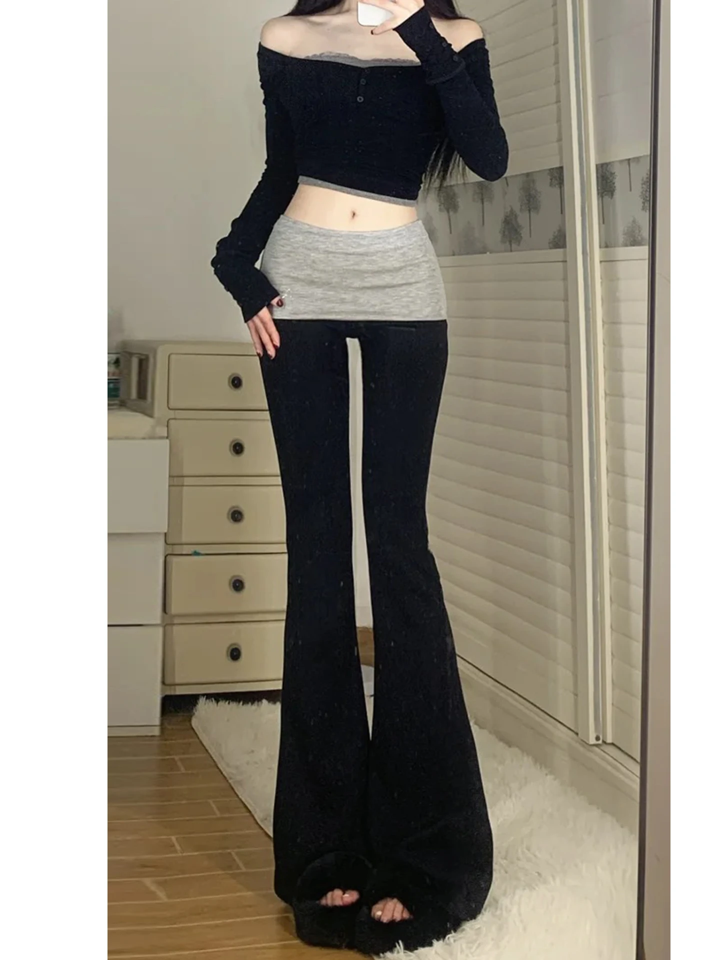 Pantaloni da yoga Bla Splice Faion da donna Casual dimagranti Spor Pantaloni micro-svasati Leggings lunghi a vita alta Misto poliestere