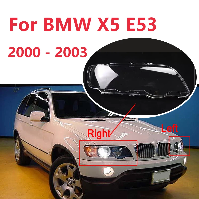 

Headlight Cover Lampshade Car Accessories For BMW X5 E53 2000-2003 Transparent Mask Lamp Shell Left Right Head Light Covers