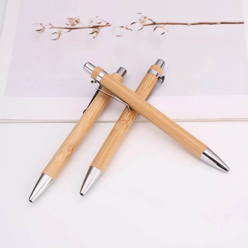 10x Ballpoint Pen 0.5mm Retractable Ballpoint Pen Bamboo Pen Smooth Writing Pen Stationery School Office Supplies