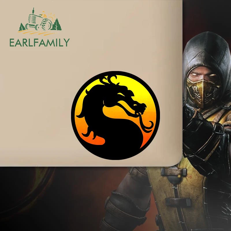 EARLFAMILY 13cm Mortal Kombat Arcade Game Dragon Car Stickers Creative Scratch-Proof Decal Laptop Bumper Car Goods