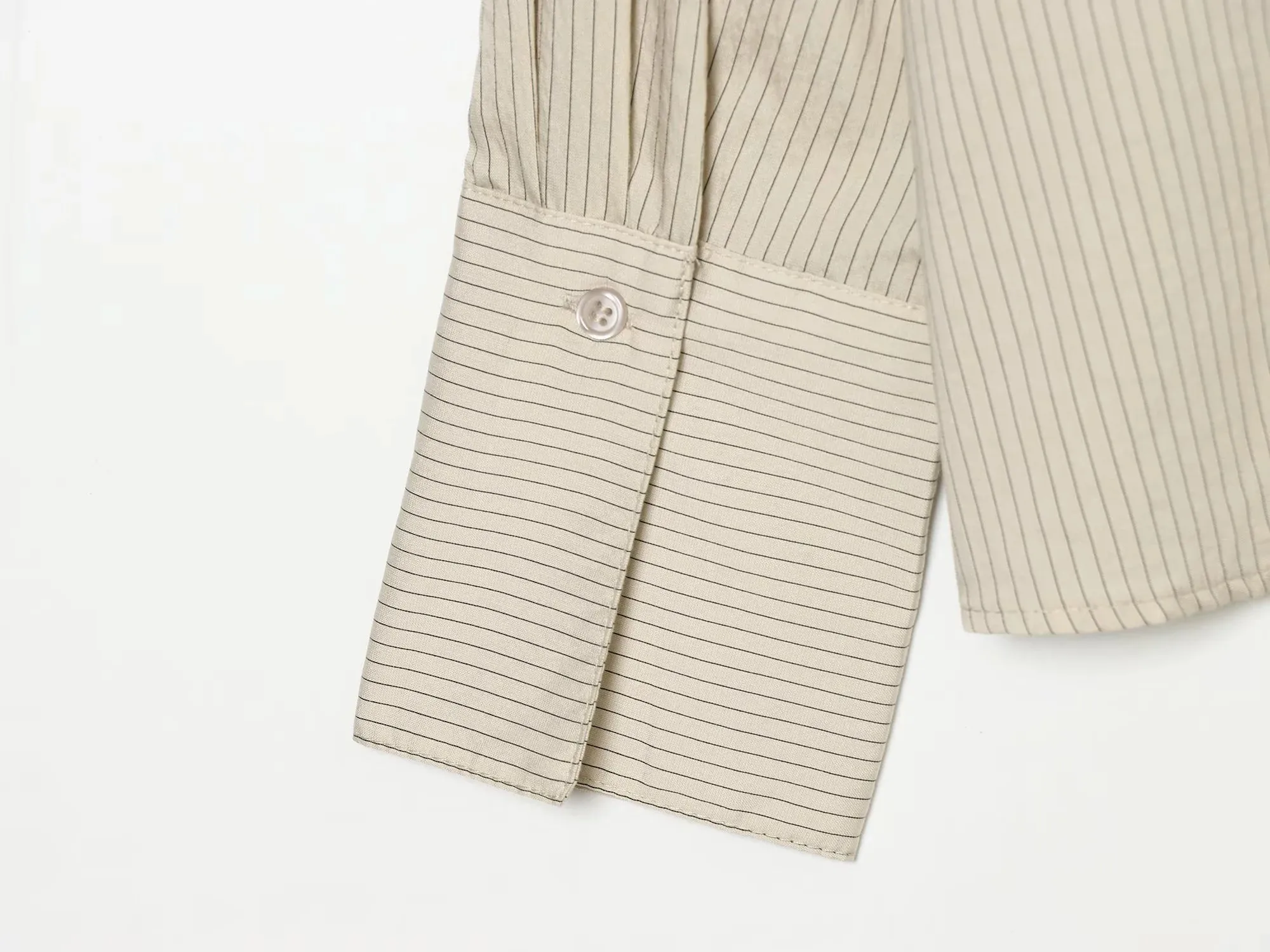 Gestreifte Hemden für Damen, Vintage, elegant, mit Puffärmeln, Sommer, neue High-Street-Kleidung, Freizeit, einreihig, mit Reverskragen. – Detail 10