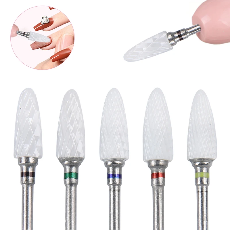 5PCS Professional Ceramic Nail Drill Bits Set For Electric Drill Milling Cutter Manicure Pedicure Tools Nail Machine Accessories